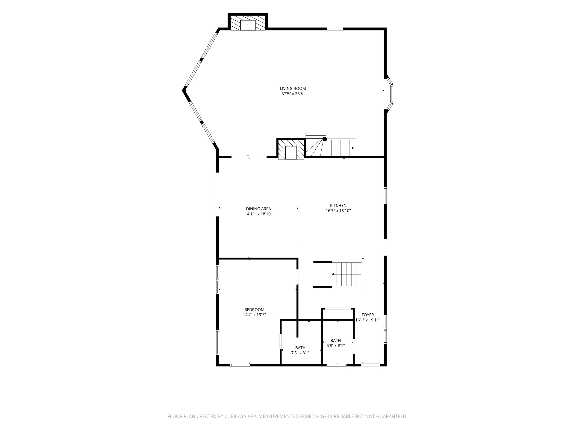 First floor plan with room dimensions