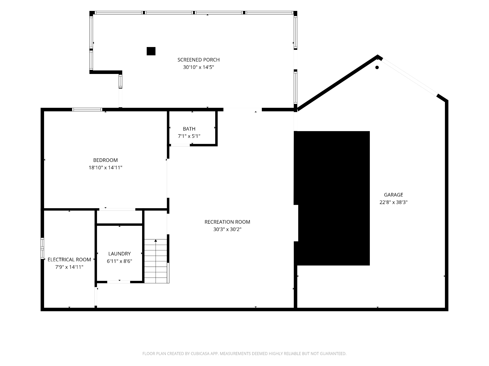 Lower level and garage plan with room dimensions