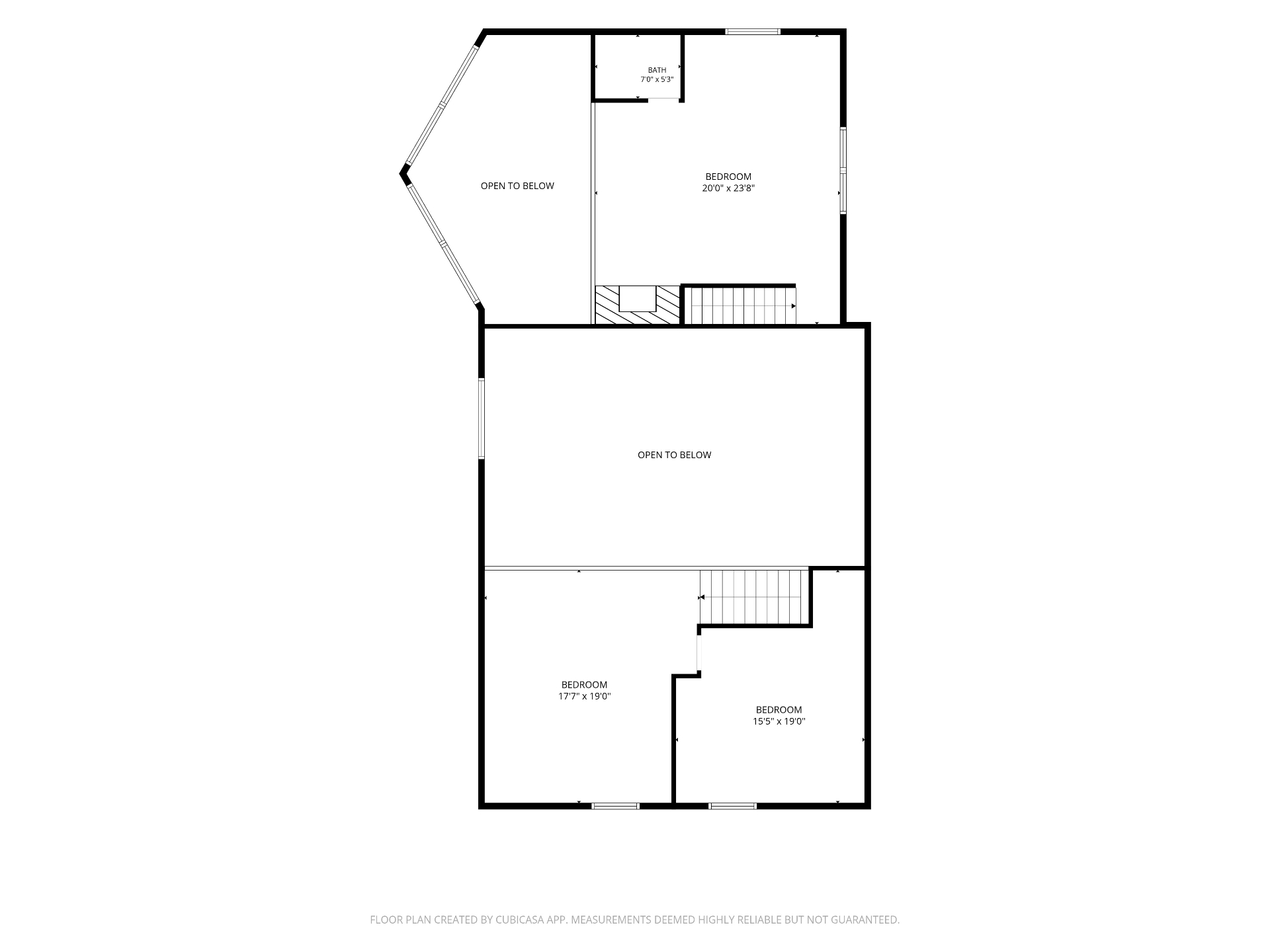Second floor plan with room dimensions